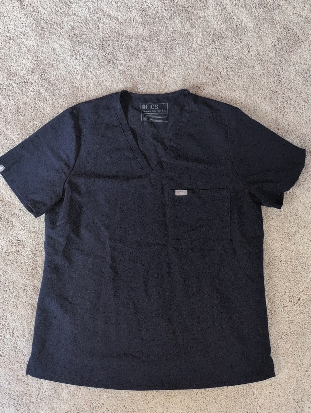 Figs Dark Blue Short Sleeve V-Neck Scrub Top